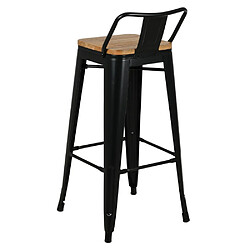 Acheter Aubry Gaspard Tabouret de bar en métal laqué et bois d'orme huilé (Lot de 4) noir.