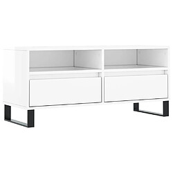 Maison Chic Meuble TV scandinave - Banc TV pour salon blanc brillant 100x34,5x44,5 cm bois d'ingénierie -MN81980