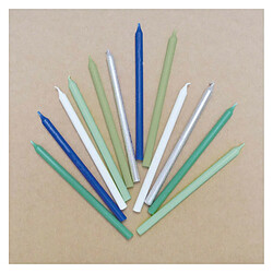 Scrapcooking 12 bougies longues bleu & argent - 12 cm