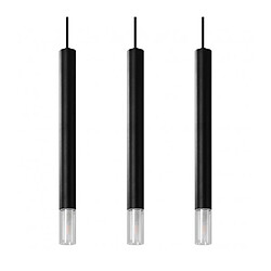 Luminaire Center Suspension Wezyr Bar Verre,acier Noir 3 ampoules 120cm