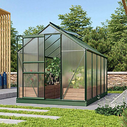 Vitavia Serre de jardin en polycarbonate 4 mm et aluminium vert émeraude avec embase Venus Longueur de 321 cm.