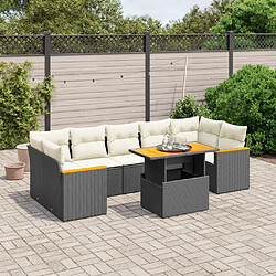 Maison Chic Ensemble Tables et chaises d'extérieur 8 pcs avec coussins,Salon de jardin noir résine tressée -GKD434651