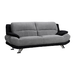 Avis Vente-Unique Canapé 3 places en microfibre MUSKO - Bicolore gris et noir