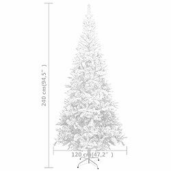 vidaXL Arbre de Noël artificiel pré-éclairé et boules L 240 cm blanc pas cher