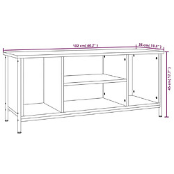 vidaXL Meuble TV chêne fumé 102x35x45 cm bois d'ingénierie pas cher