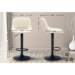 Avis Decoshop26 Tabouret de bar chaise haute x1 avec repose-pieds en PVC crème piètement métallique noir 10_0004585