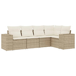 Maison Chic Salon de jardin avec coussins 5 pcs | Ensemble de Table et chaises | Mobilier d'Extérieur beige résine tressée -GKD33502