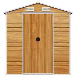 Avis Helloshop26 Abri de jardin cabane cabanon maison de stockage remise extérieur hangar outils robuste clair 191 x 640 x 198 cm acier galvanisé marron 02_0022294