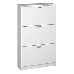 Pegane Commode Meuble à chaussures, coloris blanc - Longueur 70 x Hauteur 120 x Profondeur 25 cm