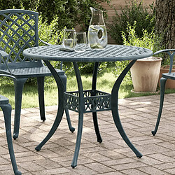 vidaXL Table de jardin vert Ø90x75 cm aluminium coulé