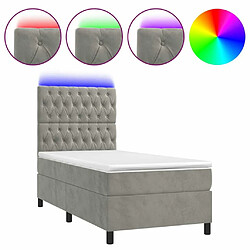 Maison Chic Lit adulte- Lit + matelas,Sommier à lattes de lit et matelas et LED Gris clair 90x190 cm -GKD34876