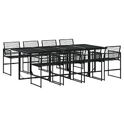 vidaXL Ensemble à manger de jardin 9 pcs Noir Résine tressée