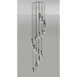 Luminaire Center Suspension 21 ampoules Chrome noir,poli pas cher