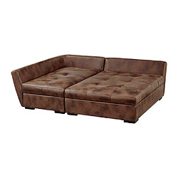 Acheter Vente-Unique Canapé d'angle gauche convertible en microfibre vieillie marron ROMANE II