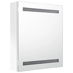 Avis Maison Chic Armoire de salle de bain,Meuble de rangement,Meuble haut à miroir LED blanc brillant 50x14x60cm -GKD176023