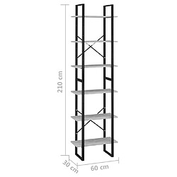 vidaXL Étagère de rangement Gris béton 60x30x210 cm Bois d'ingénierie pas cher