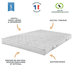 Ebac Matelas mousse + Sommier métal C223 140x190 Morgan - Hauteur 17 cm - Soutien ferme