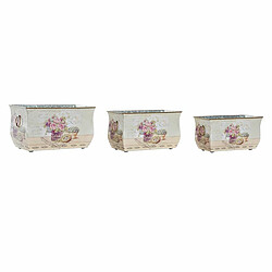 Set de pots DKD Home Decor Rose Métal Aluminium Fleurs Shabby Chic 31 x 18 x 17,5 cm