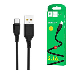 CABLE DENMEN D23T USB TYP-C BLACK 2METERS USB 2.1A