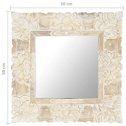 vidaXL Miroir Blanc 50x50 cm Bois de manguier massif pas cher