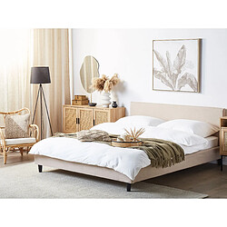 Beliani Lit double en tissu beige 180x200 cm FITOU