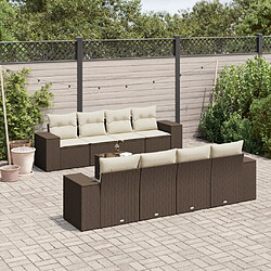 vidaXL Salon de jardin avec coussins 9 pcs marron résine tressée