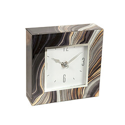 Horloge de table Romimex Noir Doré verre 14 x 14 x 4 cm