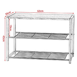 Helloshop26 Meuble à chaussures en bois bancs à chaussures en métal pour couloir 63 cm noir 19_0000619