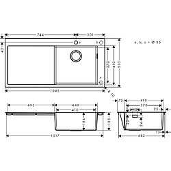 Avis Hansgrohe - Evier encastré en acier inoxydable 1 bassin 450 mm S715-F450 avec égouttoir et trou pour robinet