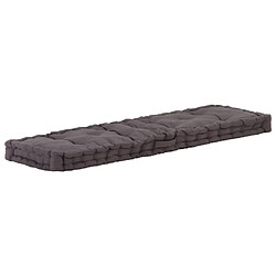 Decoshop26 Coussin de plancher de palette Coton matelas de sol 120x40x7 cm Anthracite DEC021809