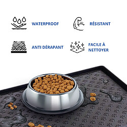 Avis Tapis de Gamelle pour Chiens - VENTEO - Antidérapant et Waterproof - Tapis d'alimentation d'animaux - En silicone - 48 x 30 cm - Noir - Facile à nettoyer