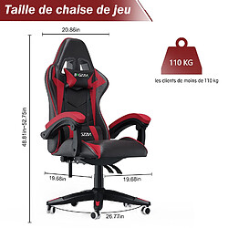 RATTANTREE Chaise de Gaming Ergonomique, Fauteuil gamer, Dossier Inclinable à 155, avec Lombaire&Appui-Tête Appui, chaise gamer, PU Cuir Chaise Bureau, fauteuil gamer, chaise bureau gaming, Noir Rouge