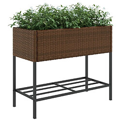 Avis vidaXL Jardinières avec étagère 2 pcs brun 90x40x75 cm résine tressée