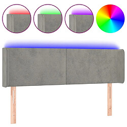 Maison Chic Tête de lit scandinave à LED,meuble de chambre Gris clair 147x16x78/88 cm Velours -MN76414