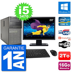 PC Tour Dell 7010 Ecran 22" Intel i5-3470 RAM 16Go Disque 2To Windows 10 Wifi - Occasion