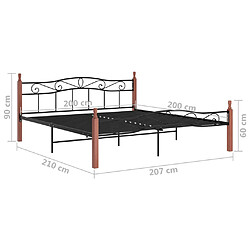 vidaXL Cadre de lit sans matelas noir métal bois chêne 200x200 cm pas cher