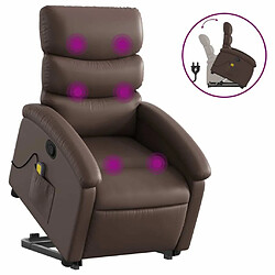 Maison Chic Fauteuil Relax pour salon, Fauteuil inclinable de massage Marron Similicuir -GKD78721