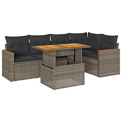 vidaXL Salon de jardin 5 pcs avec coussins gris résine tressée acacia