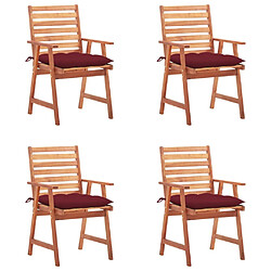 Maison Chic Lot de 4 Chaises à dîner d'extérieur avec coussins | Fauteuil chaises à manger d'extérieur Acacia massif -GKD31357