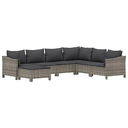 Avis Maison Chic Salon de jardin 7 pcs + coussins - Mobilier/Meubles de jardin - Table et chaises d'extérieur Gris Résine tressée -MN22716