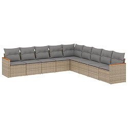 vidaXL Salon de jardin avec coussins 9pcs mélange beige résine tressée