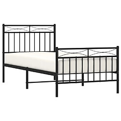 Avis Maison Chic Lit adulte - Lit simple Cadre de lit métal avec tête de lit/pied de lit,Structure du lit Contemporain pour chambre noir 90x200 cm -MN66191