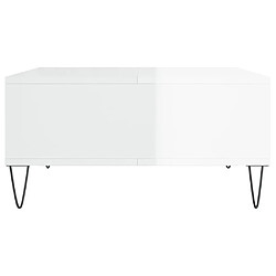 Maison Chic Table basse,Table Console Table d'appoint, Table pour salon blanc brillant 60x60x30 cm bois d'ingénierie -MN97861 pas cher