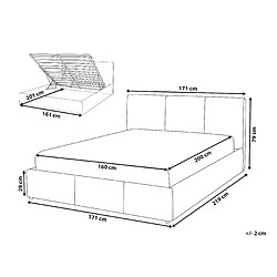 Avis Beliani Lit avec coffre en velours beige clair 160 x 200 cm BOUSSE