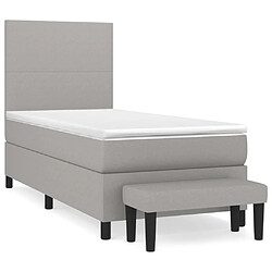 Maison Chic Lit Adulte - Lit simple Lit à sommier tapissier avec matelas moelleux - Meuble de Chambre - Gris clair 100x200cm Tissu -MN51863