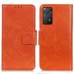 Etui en PU texture nappa, orange pour votre Xiaomi Redmi Note 11 Pro 5G (Qualcomm)/Note 11 Pro 4G (MediaTek)