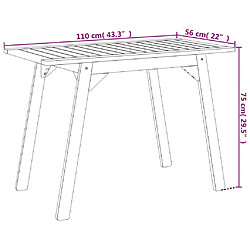 vidaXL Table à manger de jardin 110x56x75 cm bois massif d'acacia pas cher