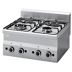 Plan de Cuisson à Gaz en Inox, 4 Brûleurs - Mastro