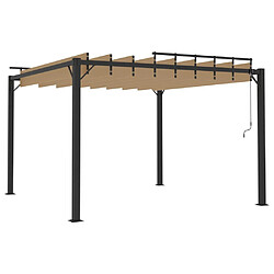 Acheter vidaXL Tonnelle avec toit à persienne 3x3 m Taupe Tissu et aluminium