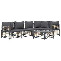 Avis Maison Chic Salon de jardin 6 pcs + coussins - Mobilier/Meubles de jardin - Table et chaises d'extérieur anthracite résine tressée -MN70143